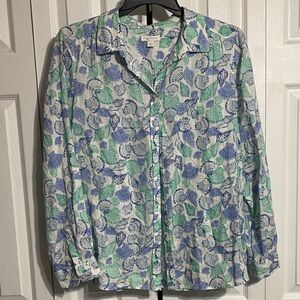 Charter Club Seashell linen Button-Up Shirt top blouse size XL